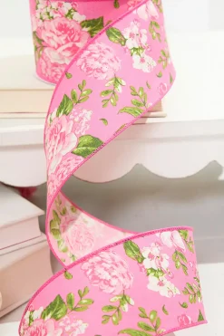 2.5”x10 Pink Spring Floral Ribbon