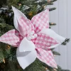 19" x 12" Pink & White Checkered Poinsettia Pick