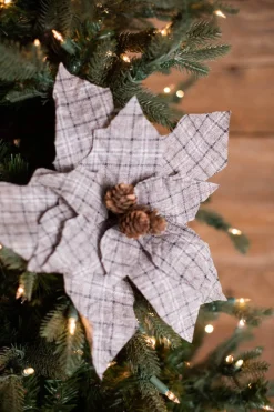 18” x 13" Plaid Poinsettia Stem