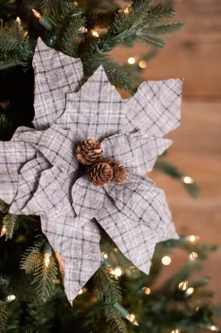 18” x 13" Plaid Poinsettia Stem