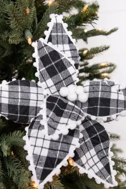 17” x 12" Plaid Ricrac Poinsettia Stem