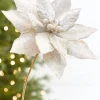 21" x 10.5" Platinum Glitter Poinsettia Stem