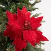 24” x 11" Poinsettia Stem - Red with Red Glitter