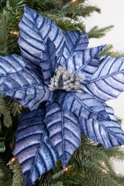 22” x 12" Pressed Poinsettia Stem - Navy