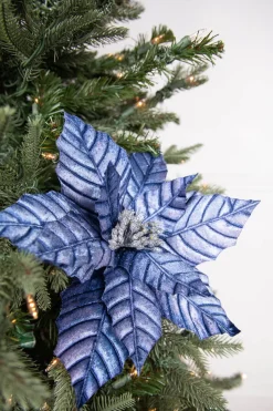 22” x 12" Pressed Poinsettia Stem - Navy