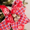 22” x 11” Red and Blue Plaid Poinsettia Stem