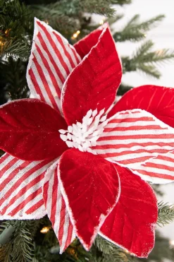 22” x 12" Red and White Poinsettia Stem