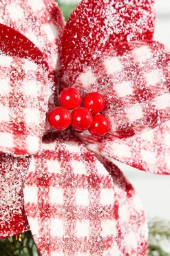 21” x 9" Red and White Poinsettia Stem with Red Berries