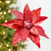 24" x 10" Red Glitter Edge & Bead Poinsettia Stem