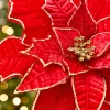19" x 14" Red & Gold Poinsettia Stem
