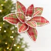 19" x 12" Red & Green Plaid Poinsettia Pick