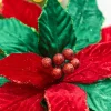 20" x 12" Red & Green Poinsettia Stem