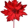 22” x 10.5" Red Metallic Glitter Edge Poinsettia Stem
