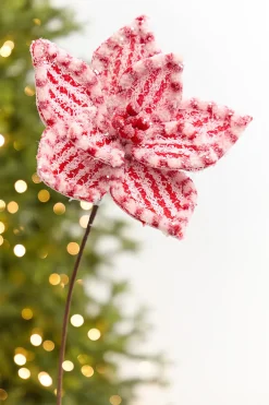 20" x 11" Red & White Poinsettia Stem