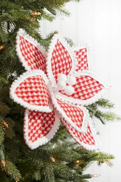 19" x 12" Red & White Polka Dot Poinsettia Stem