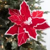 22” x 13" Red/White Velvet Glitter Poinsettia