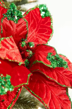 22" x 11" Red with Green Glitter Tip Velvet Stem