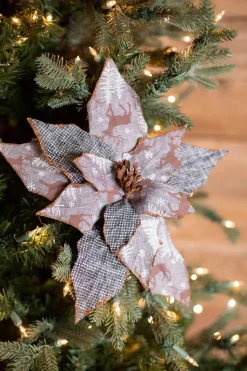 22” x 12" Reindeer Check Poinsettia Stem