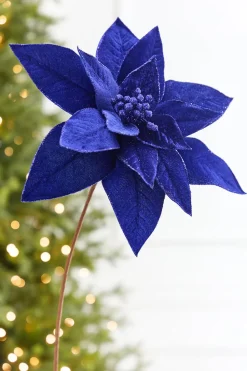 24" x 13" Royal Blue Poinsettia Stem