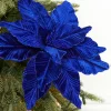 22" x 11" Royal Blue Velvet Poinsettia Stem