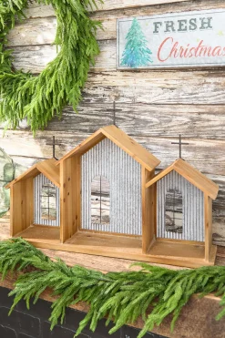 20” x 29” Rustic Wood & Metal Creche