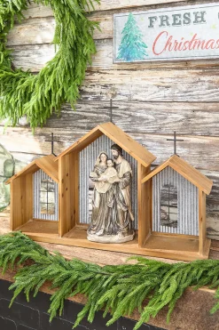 20” x 29” Rustic Wood & Metal Creche
