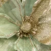 22" x 11" Sage & Platinum Velvet Glitter Magnolia Stem