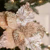 19” x 12.5" Sequin Glitter Sheer Poinsettia Stem