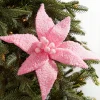 20” x 12" Sugared Cotton Candy Poinsettia Stem