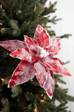 22” x 13" Sugar Poinsettia Spray - Red