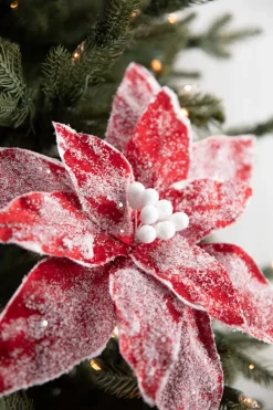 22” x 13" Sugar Poinsettia Spray - Red
