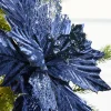 20" x 12" Velvet Glitter Poinsettia - Navy