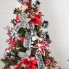 24” x 13" Velvet/Plaid Poinsettia Stem