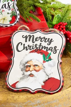 7" x 6" Vintage Christmas Embossed Sign