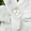 22" x 12" White Fur Jewel Poinsettia Stem