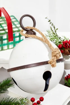 12" x 8" White Metal Bell Ornament