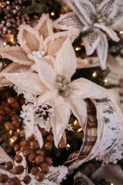 24” x 13.5" Woolly/Fur Poinsettia Stem