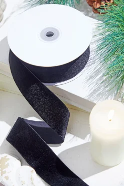 1.5" x 10 Yard Black Unwired Velvet Ribbon