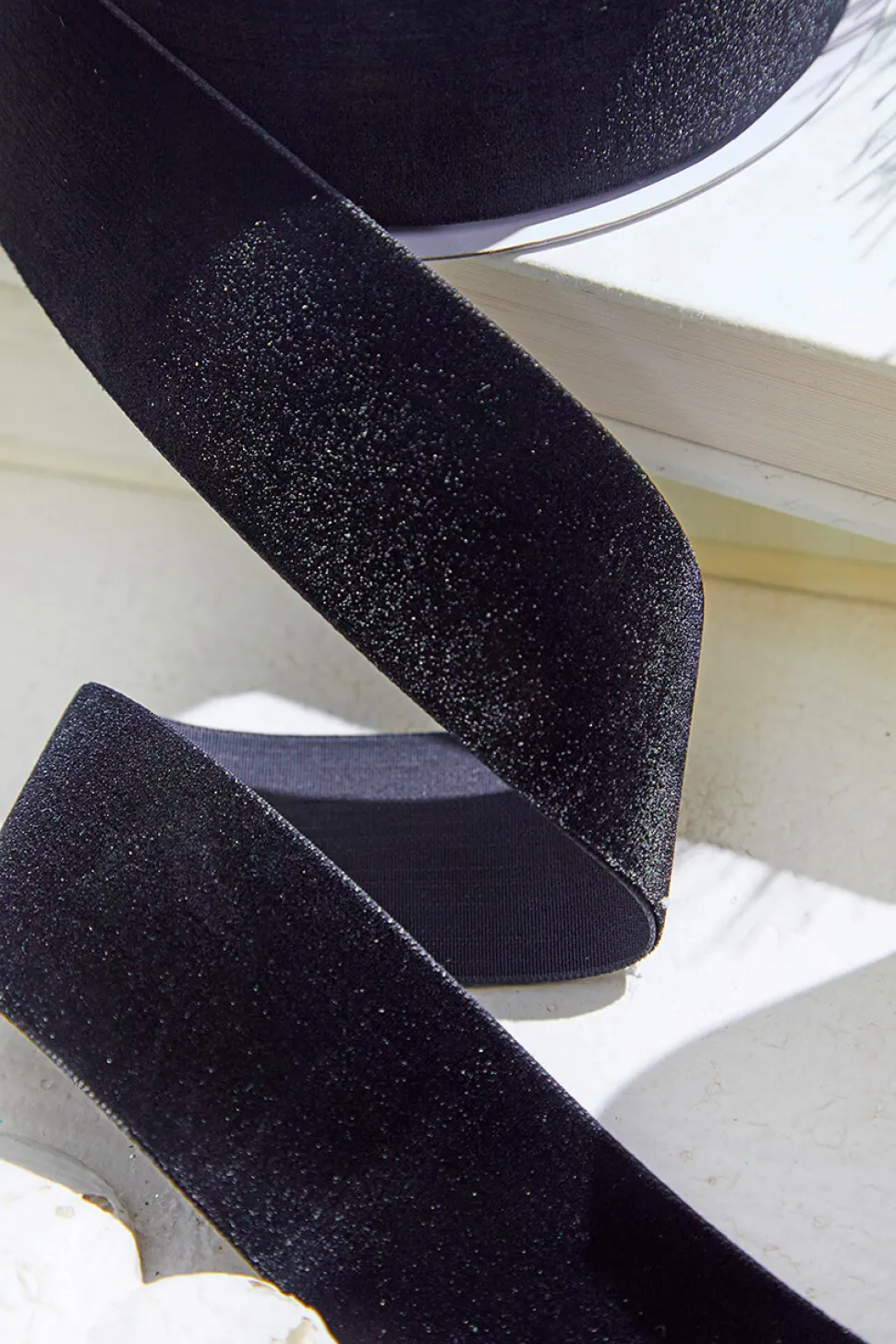 1.5" x 10 Yard Black Unwired Velvet Ribbon