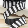 1.5" x 10 Yard Black & White Halloween Stripe Ribbon