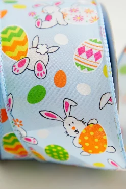 2.5" x 10 Yard Blue Bunny Eggs Ribbon