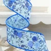 2.5” x 10 Yard Blue Spring Floral Ribbon