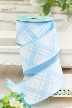 2.5" x 10 Yard Blue & White Plaid Ribbon