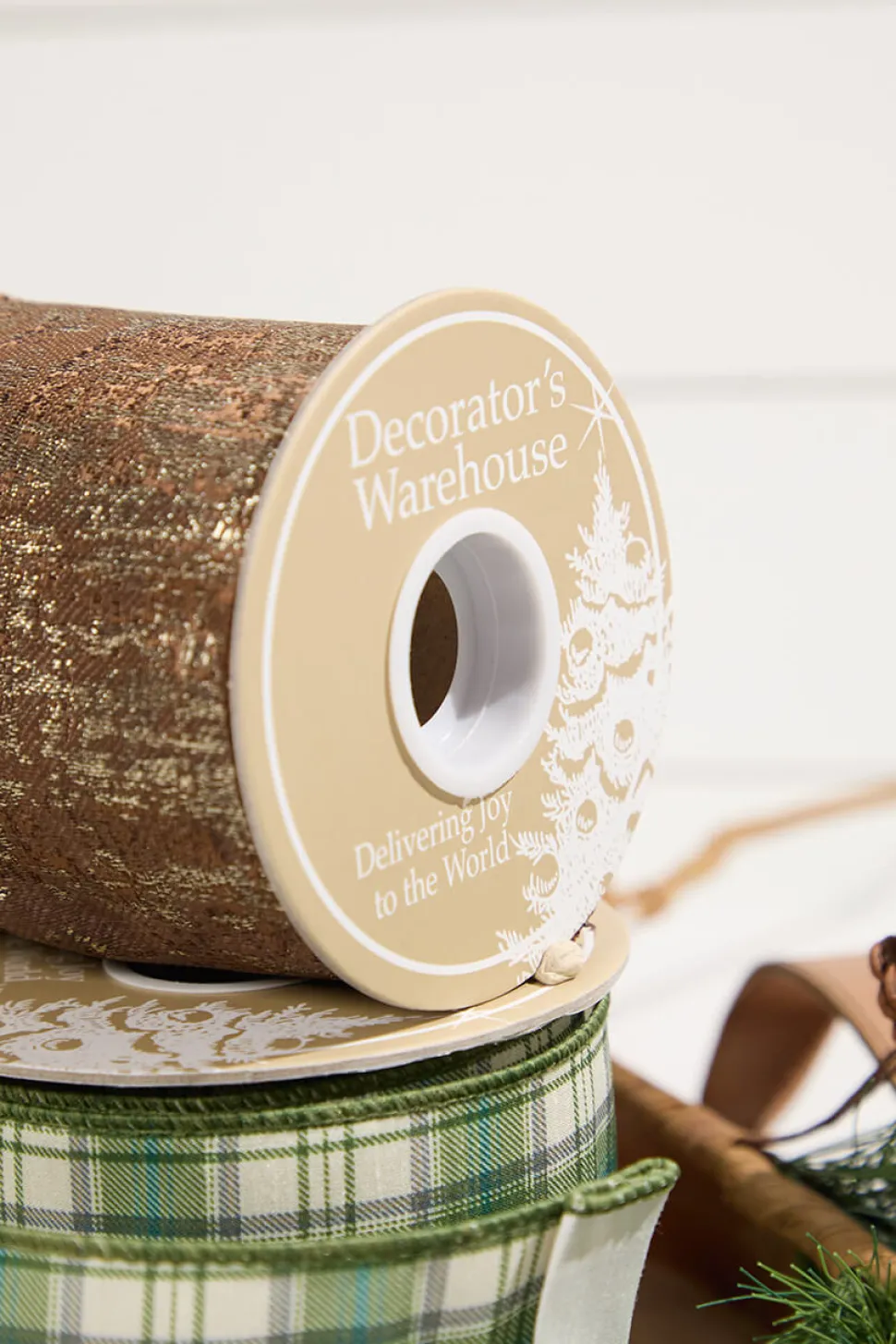 4" x 5 Yard Brown Jacquard Dupioni Ribbon