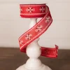 1.5" x 10 Yard Christmas Red Cross Stitch Ribbon