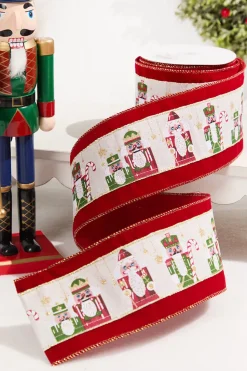 4" x 10 Yard Dark Red Nutcracker Velvet Ribbon