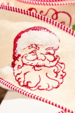 4" x 5 Yard Embroidered Santa Face/Believe Ribbon