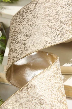 4" x 5 Yard Foil Print Velvet Metallic Back Ribbon