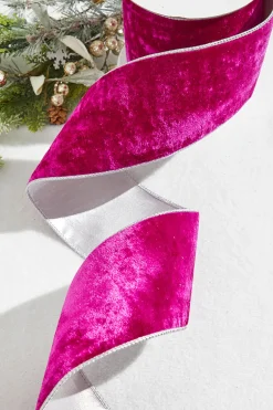 4” x 10 Yard Fuchsia Crown Velvet Metallic Back Ribbon