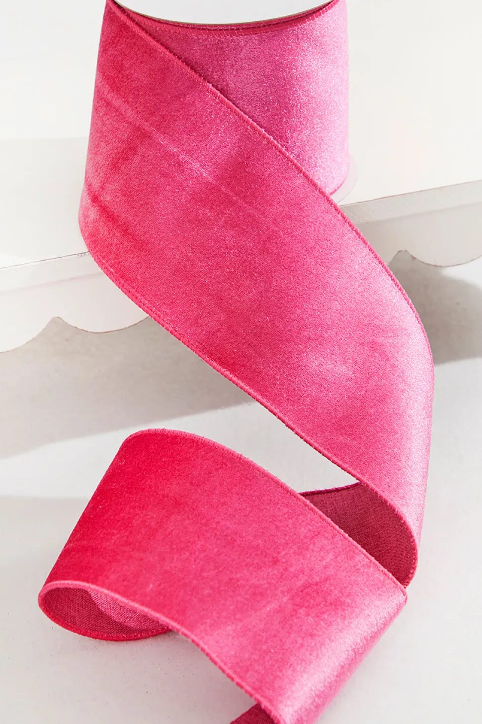 4" x 10 Yard Fuchsia Pink Velvet Wired Ribbon